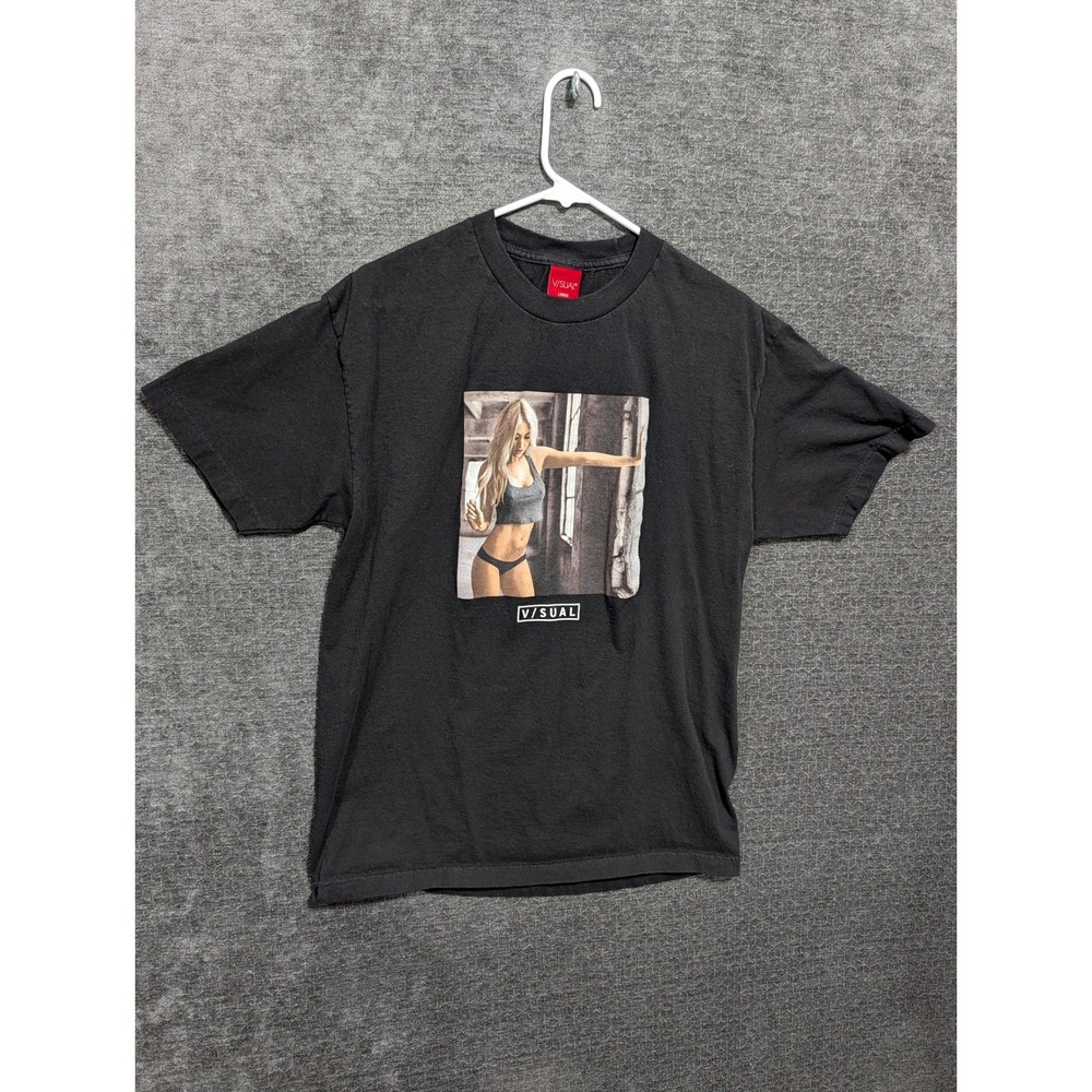 Visual by Van Styles Mens Graphic T-Shirt Black Large Streetwear Photo Tee 2131